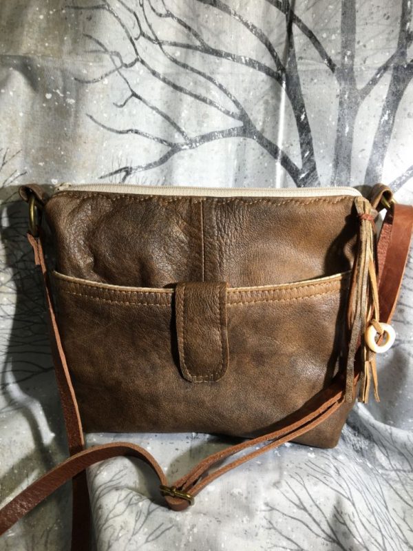 Brown leather bomber bag | Fiddlebug Bags