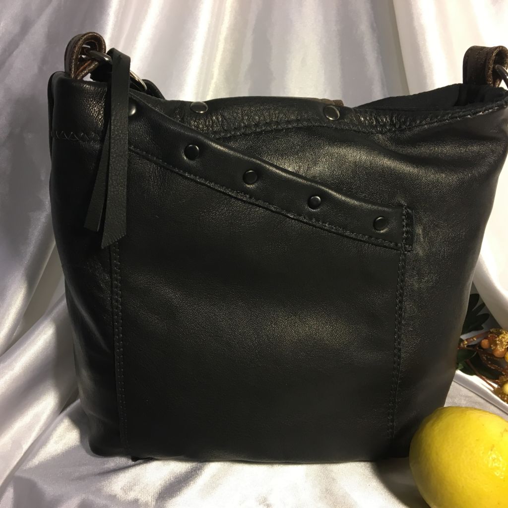 Black and Brown Repurposed Leather Bag | Fiddlebug Bags