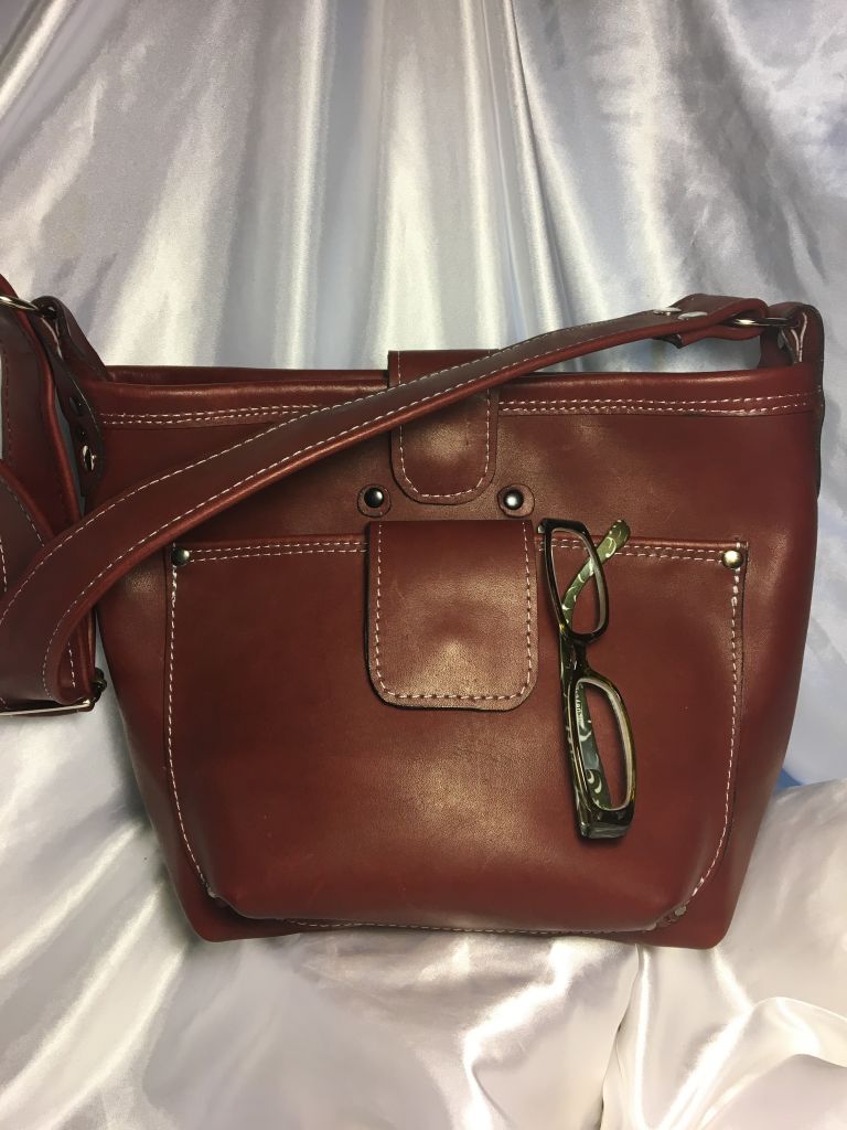 Burgundy brown cowhide leather | Fiddlebug Bags